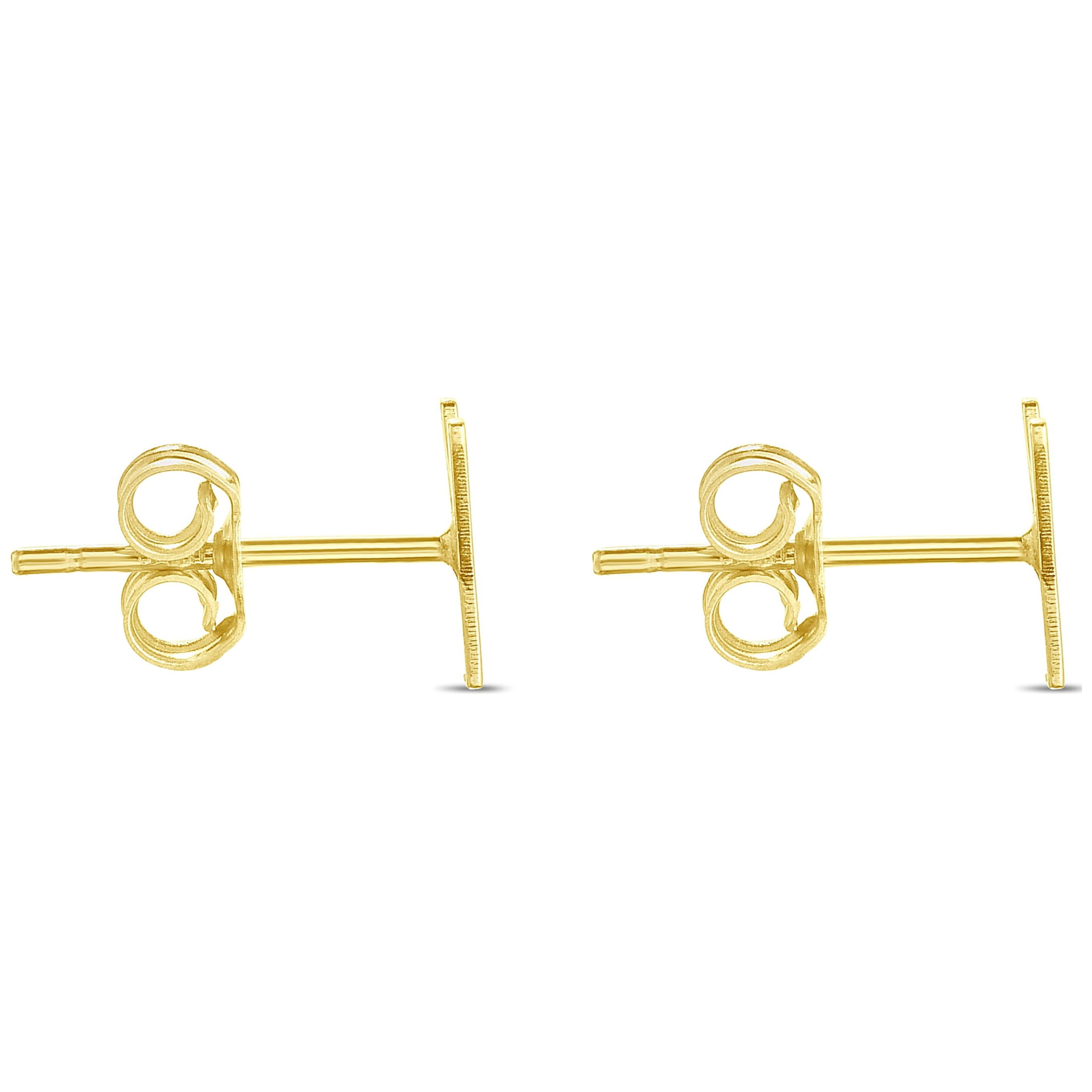 Karat Rush 14KT Yellow Gold High Polished Block Initial Studs "Y" with Post-with-Friction-Back. Adult Unisex. No stones