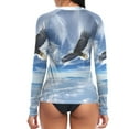 thumbnail image 2 of joogoo Womens UPF 50+ Sun Shirts Eagle Flying in Blue Sky Long Sleeve UV Protection Rash Guard Tops L, 2 of 7