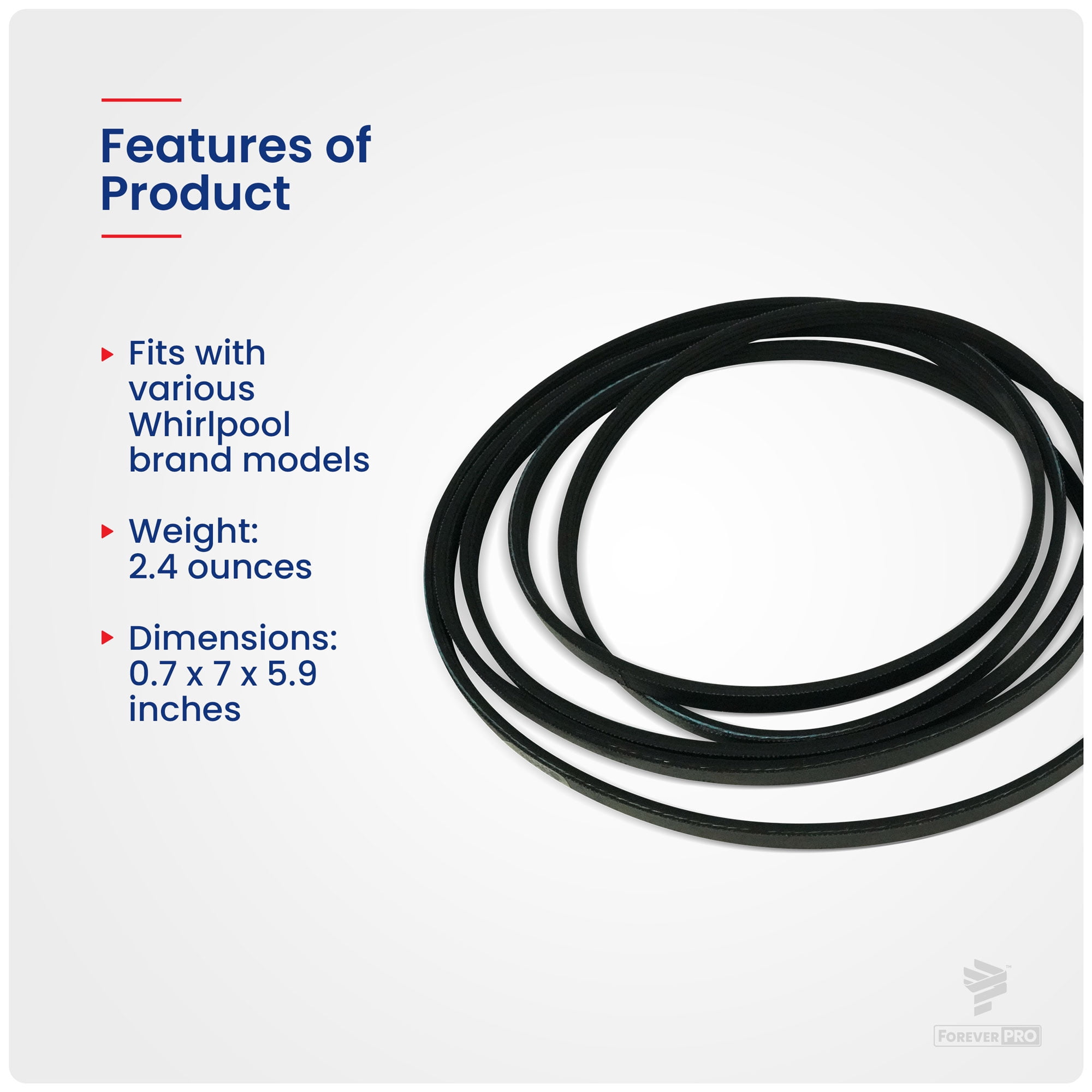 ForeverPRO 661570V Belt for Whirlpool Dryer 3387610 3389728 3393999 339728
