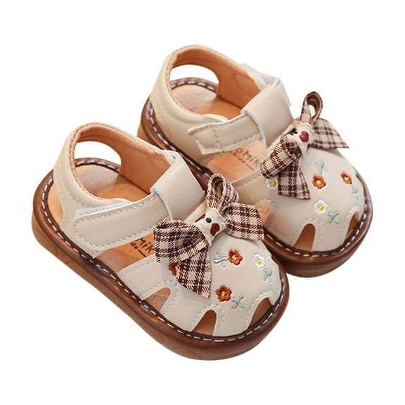 breaise Girls Bowknot Closed Toe Soft Sole Beach Sandals Infant Toddler Kids Summer Non Slip Casual Outdoor Shoes