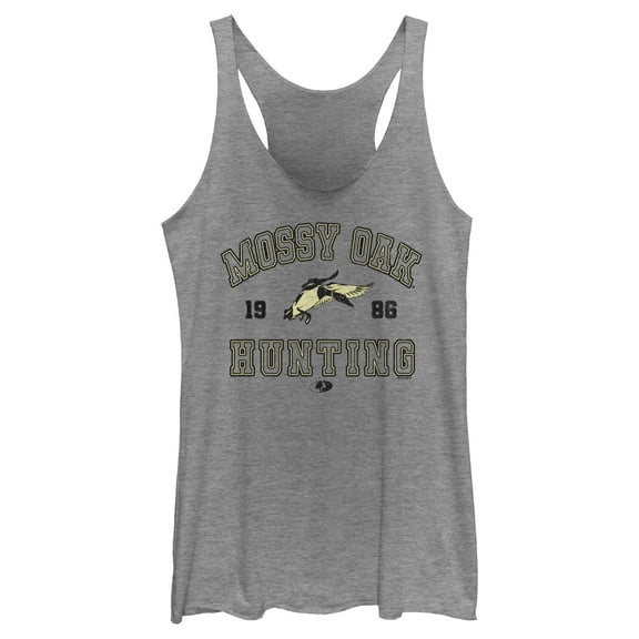 Women's Mossy Oak 1986 Hunting Logo  Racerback Tank Top Gray Heather Medium
