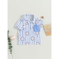 thumbnail image 3 of Bagilaanoe Toddler Baby Boy T-Shirt Casual Baseball Stripe Print Shirts 1T 2T 3T 4T 5T 6T Kids Summer Short Sleeve Tops, 3 of 9