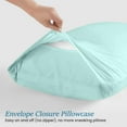 thumbnail image 3 of 600 Thread Count Egyptian Cotton 2-Piece Pillowcase Set with Envelope Closure, Euro Size (Non-Standard) (26" x 26") Aqua Blue Solid, 3 of 4