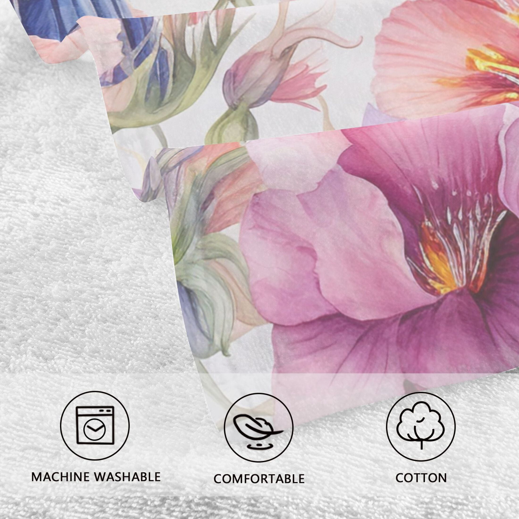 2 Pcs Hand Towel Set Couple Hummingbird with Flower Cotton Absorbent Soft Face Towels Bath Towels for Bathroom Kitchen Shower Hotel Decor 16"x28"