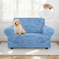 thumbnail image 4 of XYZCANDO Blue Stretch Sofa Slipcover 1 Piece Beach Tropical Couch Cover, 1 Seater Soft Elastic Bottom Sofa Slipcover for Living Room, 4 of 6