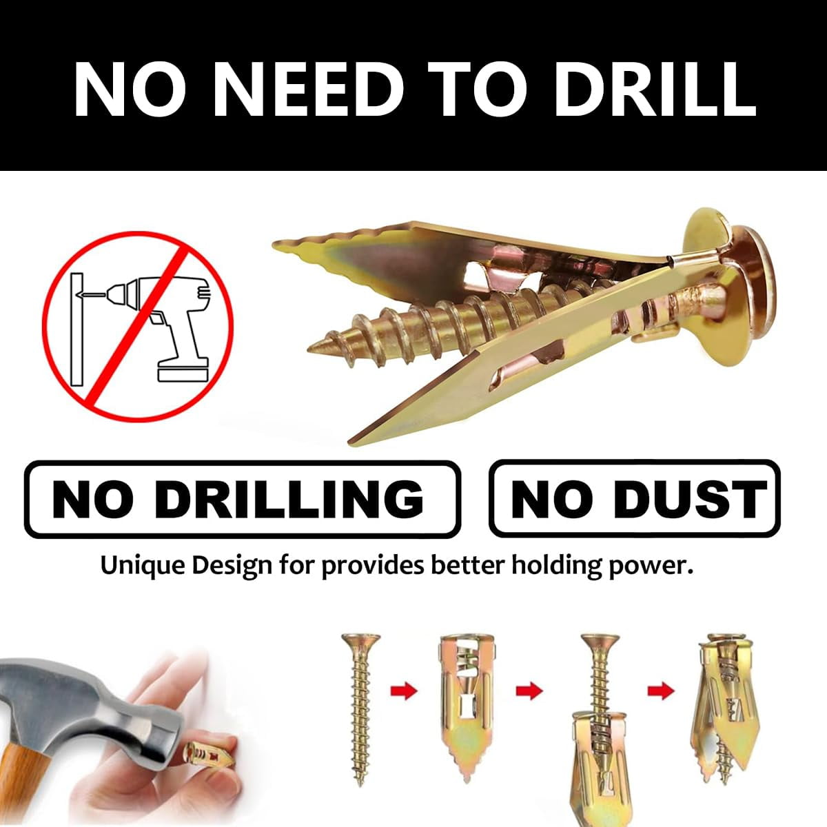 Dry Wall Anchors for Drywall Heavy Duty,Self Drilling Drywall Anchors and Screws kit for Wet and fix Drywall Anchor Repair Tools,Drywall Screws for Fixing Picture,Furniture,Outdoor Decor (50, 1.18in)