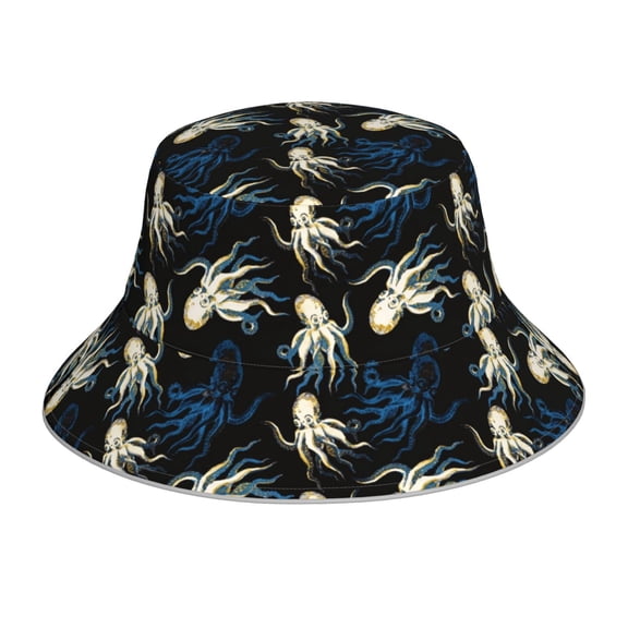 Vsdgher Octopus 1 Print Bucket Hat for Men&Women Bucket Hat Reversible Summer Double-Side-Wear Travel Gardening, Beach, Camping, Hiking, Fishing Cap