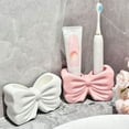 thumbnail image 5 of Bow Tooth Brush Holder for Bathroom, Toothpaste Holder for Bathroom Bowtie Toothbrush Holder with Cute 2 Slots, Home Countertop Accessories for Bathroom Bow Decor Portable Quick Dry (White), 5 of 12