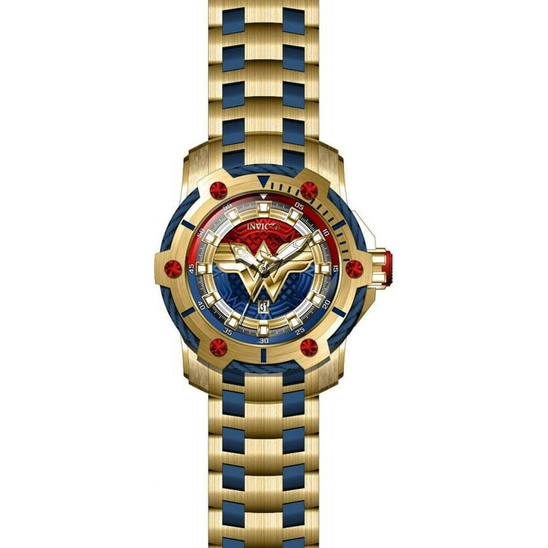 Invicta 26839 DC Comics Wonder Women Women s 39.5mm Gold Tone Blue Dial Watch