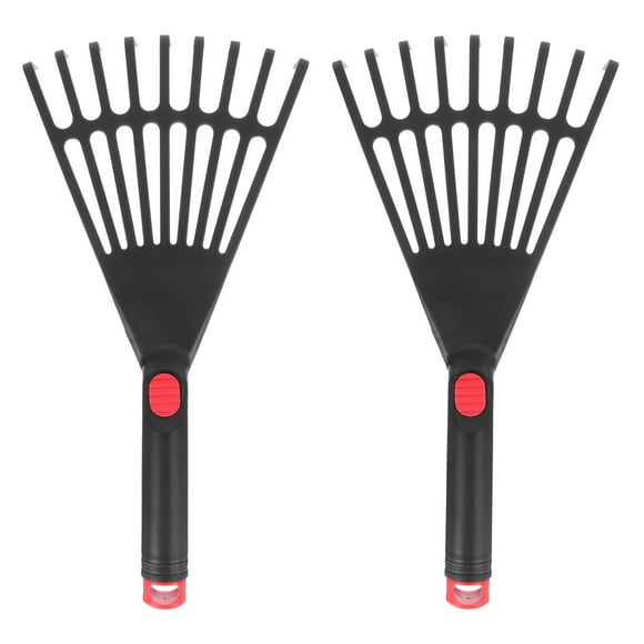 KAKOWELY 2 rastrillos de plástico prácticos para jardinería, duraderos, para césped y hojas muertas.