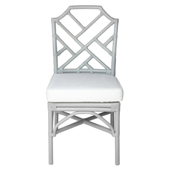 New Pacific Direct Kara 21" Fabric and Rattan Chair in Gray (Set of 2)