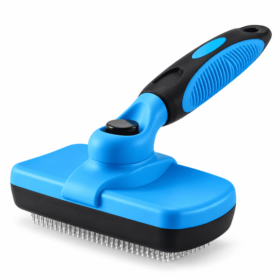 Pawgroomers Self Cleaning Deshedding Slicker Brush for Dogs & Cats, Blue