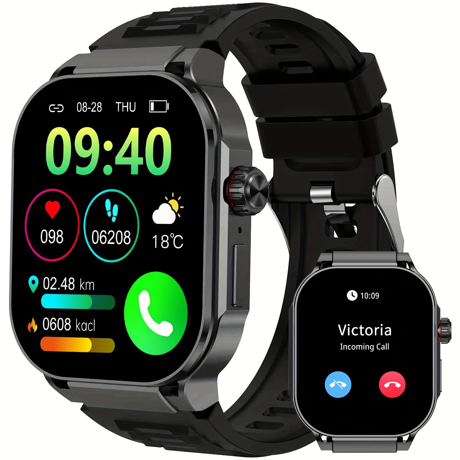2026 New Smartwatch, 2.1" HD Full-Screen, 400mAh Long Battery, Wireless 5.3, AI Voice, Music Playback, 123+ Sports Modes, Call & SMS Alert
