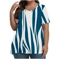 thumbnail image 1 of fheaev Hauts Grande Taille pour Femmes Haut d'Été Plissé Col Rond Manches Courtes Tunique Décontractée Basique Tee Blouses T-Shirts, 1 of 4