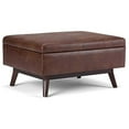 thumbnail image 1 of Atlin Designs Ottomane de Rangement Mi-Siècle en Similicuir avec Dessus Relevable, Table Basse Carrée pour Salon avec Grand Espace de Rangement, Repose-Pieds Rembourré Brun Selle avec Pattes en Bois, 1 of 2