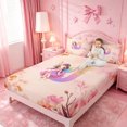 thumbnail image 3 of meiyoeat Watercolor Ombre Monogram J Bed Sheets,Cute Cartoon Princess Elf Full Size Sheets For Girl,4-Piece,1 Flat Sheet,1 Fitted Sheet and 2 Pillowcases, 3 of 6