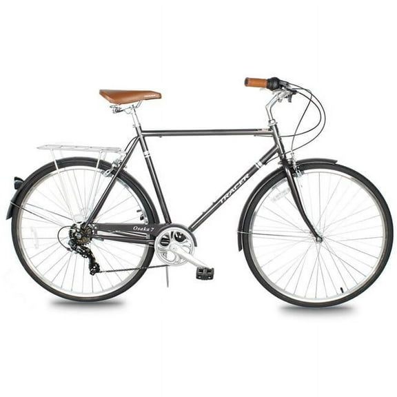 Tracer Osaka 700C 7 Speed 58cm Hybrid City Bikes for Men, Matte Grey