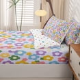 thumbnail image 5 of Homewish Romantic Floral Print Zipper Twin Comforter Sets with Fitted Sheet and 2 Pillowcases,Rainbow Flowers Blossom Zipper Bedding Set,Purple,Polkadot Reversible,4pcs, 5 of 8