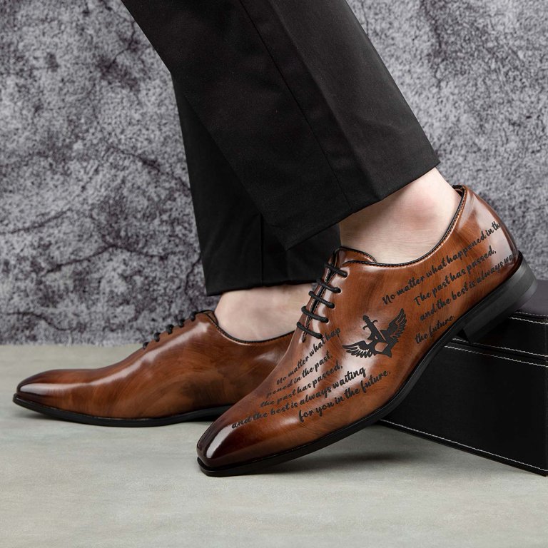 JITAI Men Dress Shoes Fashion Oxford Shoes for Men Brown  display picture 1