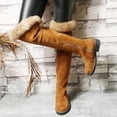 thumbnail image 4 of SACFOF Women's Winter Over The Knee Boots Fur Lined Thigh High Low Heel Faux Suede Combat Boots Riding Winter Snow Boots, 4 of 6