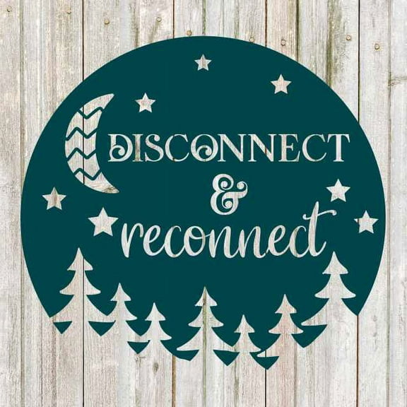 Disconnect & Reconnect Camping Rustic Farmhouse Style White Wood Sign Wall Décor Gift 12 x 12 Wood Sign B3-12120001053