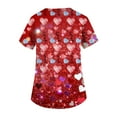 thumbnail image 4 of Valentine Scrub Top for Women Plus Size Loose V Neck Cute Love Hearts Graphic Scrub Shirts Casual Short Sleeve Scrubs Medical Nurse Workwear Nursing Uniform with Pockets Red 4XL, 4 of 5