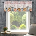 thumbnail image 4 of Pumpkins Spring Floral Farmhouse Short Window Curtain Valances, Watercolor Flowers Wooden Botanical Rod Pocket Kitchen Valances for Living Room Bedroom Bathroom Cafe 60" x 18", 4 of 8