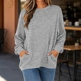 thumbnail image 3 of Women's Crewneck Oversized Sweatshirt Pullover Long Sleeve Diamond Jacquard with Pockets Casual Everyday Fall Winter Top, 3 of 7