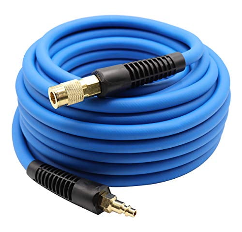 Bend Restrictors All-Weather Flexibility with 1/4-Inch Industrial Quick Coupler Fittings Blue Lightweight YOTOO Hybrid Air Hose 1/4-Inch by 25-Feet 300 PSI Heavy Duty Kink Resistant 