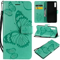 Galaxy A50 Wallet Case, Dteck Embossed Butterfly Flip PU Leather Folio Case Cover with Hand Strap [Magnetic Closure][Built-in Card Slots] For Samsung Galaxy A50, Green Butterfly
