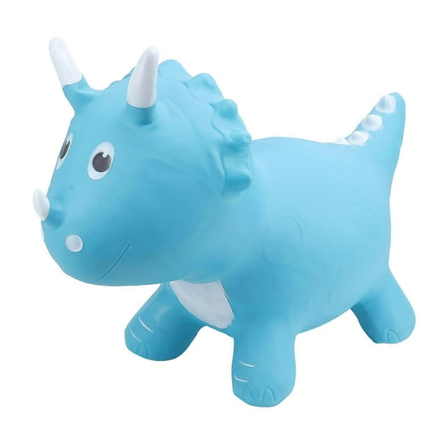 Inflatable Ride On Bouncy Animal Toy PVC Soft Thicken Play Equipment Jumping Dinosaur Horse for Baby Blue
