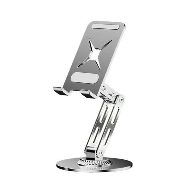 Soporte de escritorio giratorio para tablet y teléfono, ajustable y plegable, de metal, para teléfono móvil y tablet, con giro de 360°, de aleación de aluminio, ideal para ver contenido en
