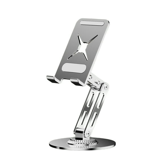 Tablet Stand Holder Rotating Foldable Metal Desktop Stand for Phones and Tablets Portable with 360° Adjustment Silver