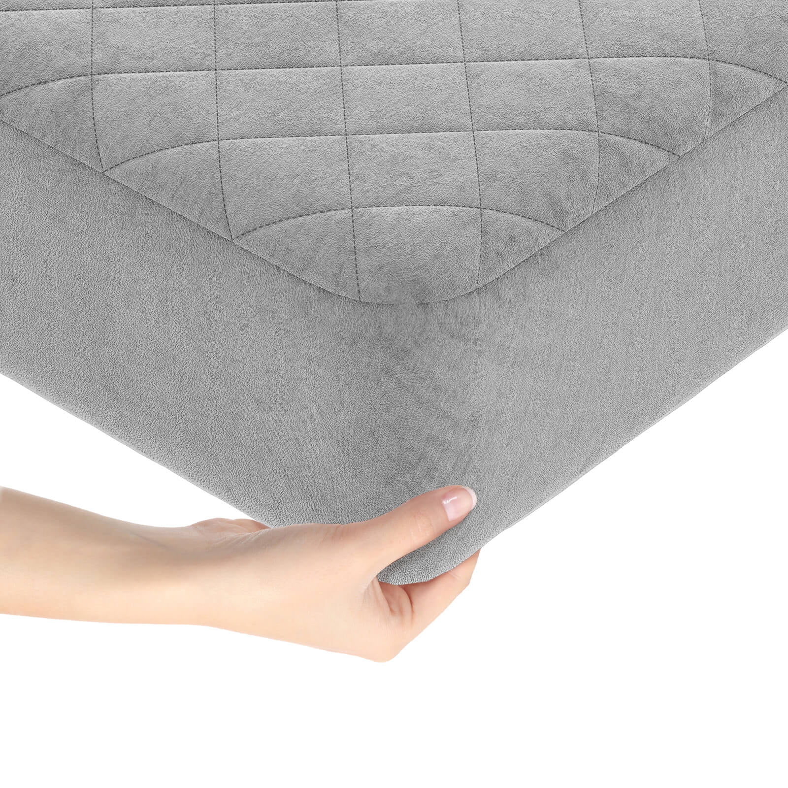 Drap-housse Surmatelas COSTWAY 140x200 Cm – Velours Super Doux, Poche Profonde (jusqu’à 41 Cm), Fond Antidérapant, Gris