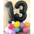thumbnail image 6 of 40 Inch Black Large Numbers Foil Balloons Number 3 Helium Mylar Digital Balloon For Birthday Party Supplies Decorations, 6 of 8