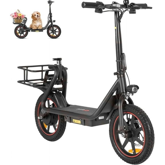 DYU 14" Foldable Electric Scooter for Adults - 500W Peak Motor, 36V 10AH Li-ion Removable Battery, City Commuter E Bike with Cargo Capability, Ideal for Urban Riding UL2849