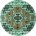 thumbnail image 1 of Ahgly Company Indoor Round Persian Turquoise Blue Traditional Area Rugs, 3' Round, 1 of 4