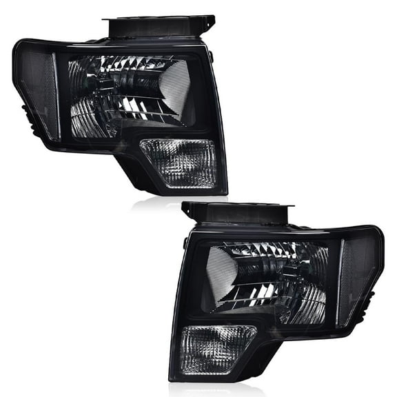 CROSSDESIGN Smoke Headlights Black Factory Style LH&RH Fit for 2009-2014 Ford F150