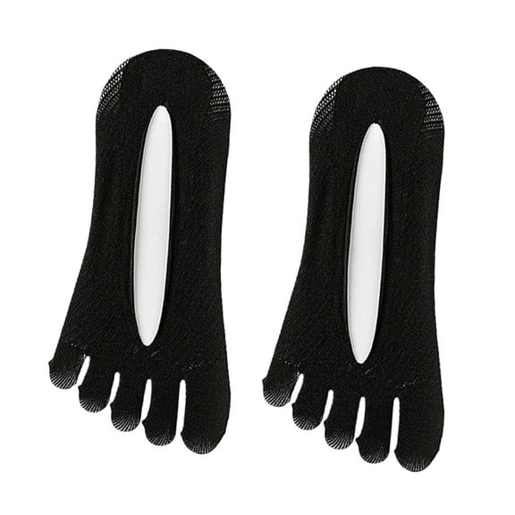 Milageto Five Toe Socks Boat Socks Portable Ankle Toe Socks for Casual Outdoor Ladies Black