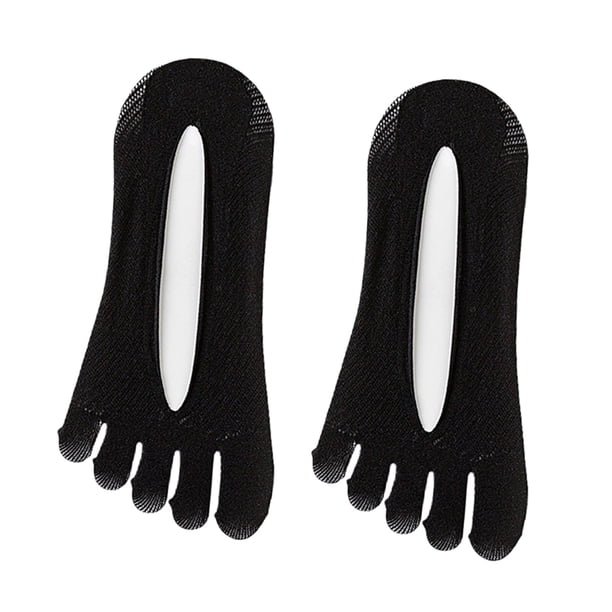 Calcetines de cinco dedos, calcetines cortos deportivos ligeros para el hogar, deportes casuales, mujeres y niñas Negro