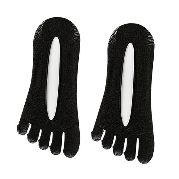 Calcetines de cinco dedos, calcetines cortos deportivos suaves y transpirables para el hogar, al aire libre, informales para mujer Negro