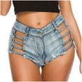 thumbnail image 6 of IROINNID Women's Sexy Low Waist Hollow Out Nightclub Jeans Shorts, 6 of 9