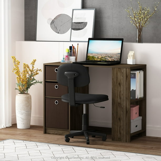Furinno 15110 JAYA Modern Computer Study Desk, Columbia Walnut/Dark