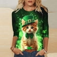 thumbnail image 1 of TaTaai St. Patrick's Day Women's Casual Print Round Neck 3/4 Sleeve T-Shirt Loose Top Gift, 1 of 5