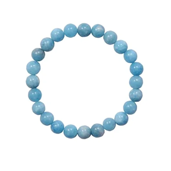 Nuvin Natural Aquamarine Bracelet Beads Reiki Healing Metaphysical Stone For Unisex Semi Precious Gemstones Stretchable Bracelet