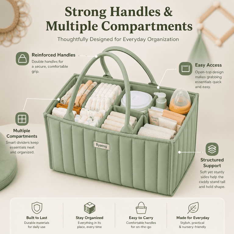 Baby Diaper Caddy Organizer With Handles photo 4