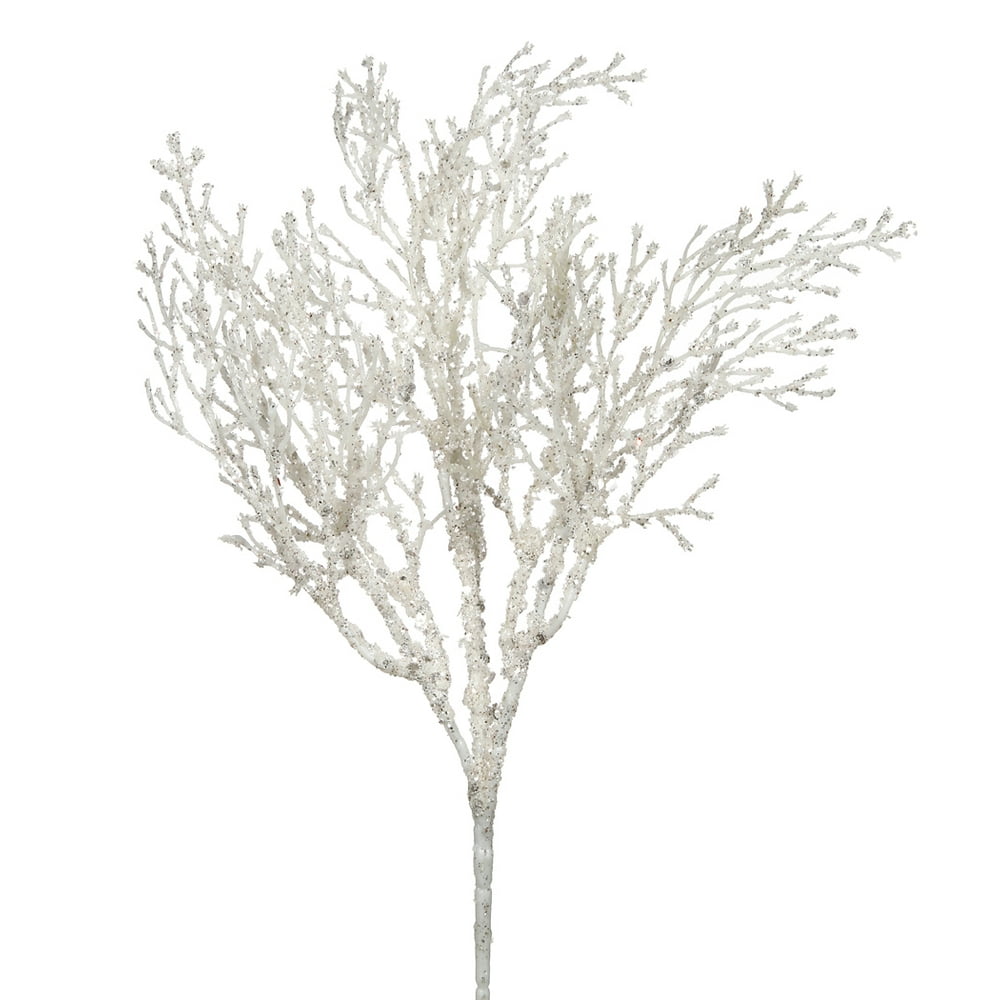 Darice Christmas Floral White Glitter Christmas Pick 11 Inches