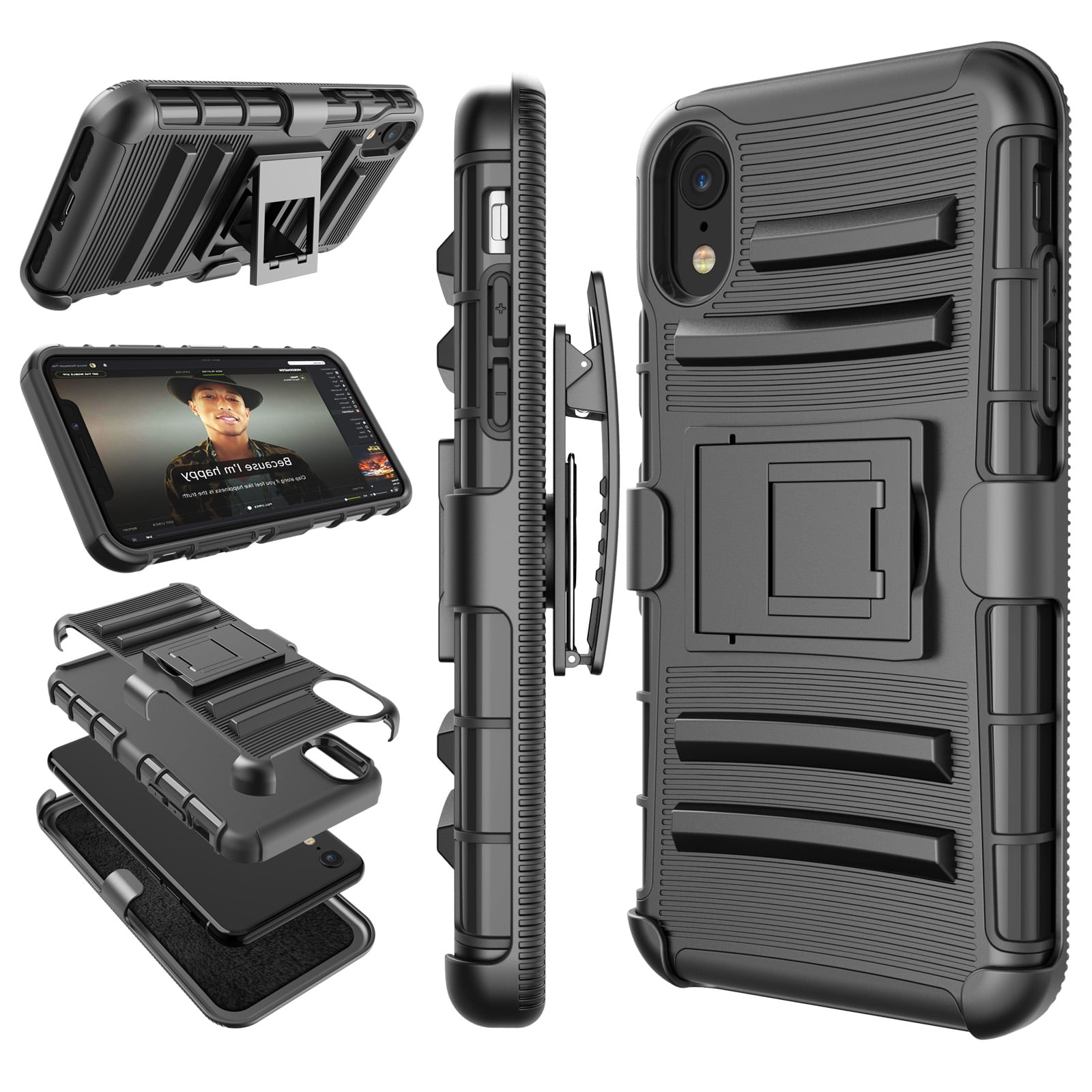 iPhone XR Case, iPhone XR Holster Belt Clip, Tekcoo [Hoplite] Shock