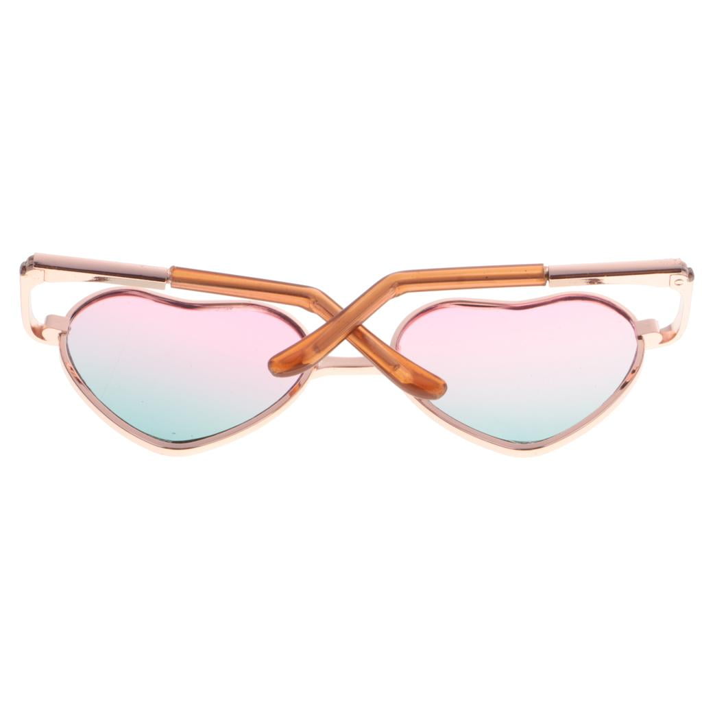 2pcs Cute Heart Shaped frame gafas de sol para 12" Blythe degradado en colored 