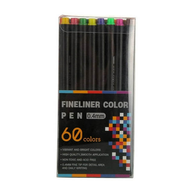 Qyaukm 60 Pack Fineliner Pens Set, Fine Tip Drawing Pens for Journaling, Artist Sketching, Planner Coloring, No Bleed Ink, Assorted Colors (5Ml)